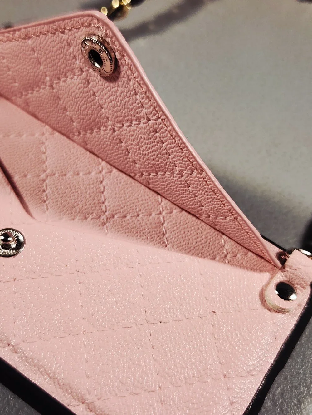 Pink Pebbled Leather iPhone X Case Crossbody Wallet Chain Envelope Card Slot